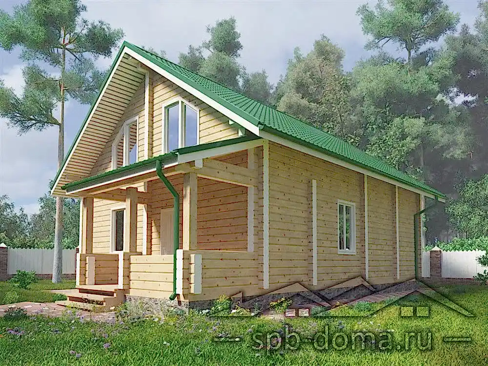 Проект коттеджа из профилированного бруса 10,0 х 8,5 м «Гостилицы»