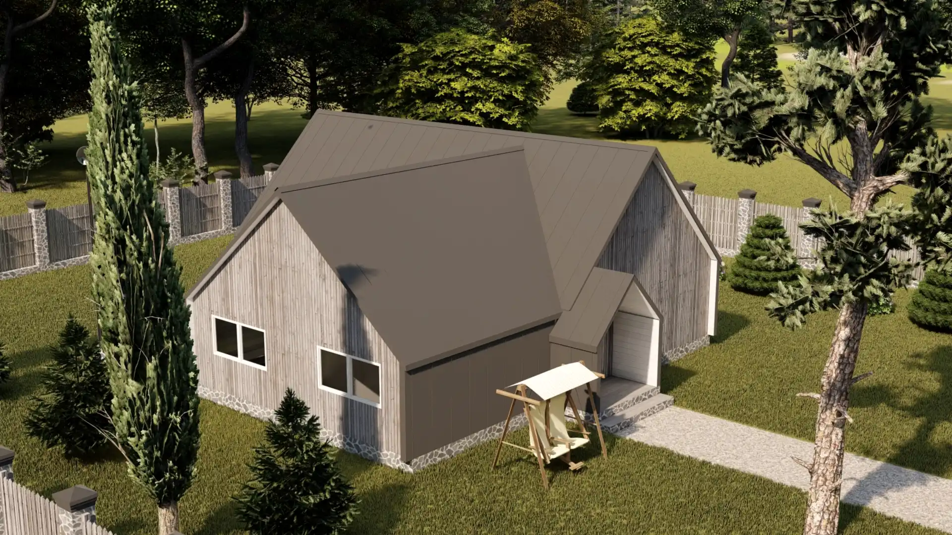 Каркасный дом 12х12 м «Барн-3»