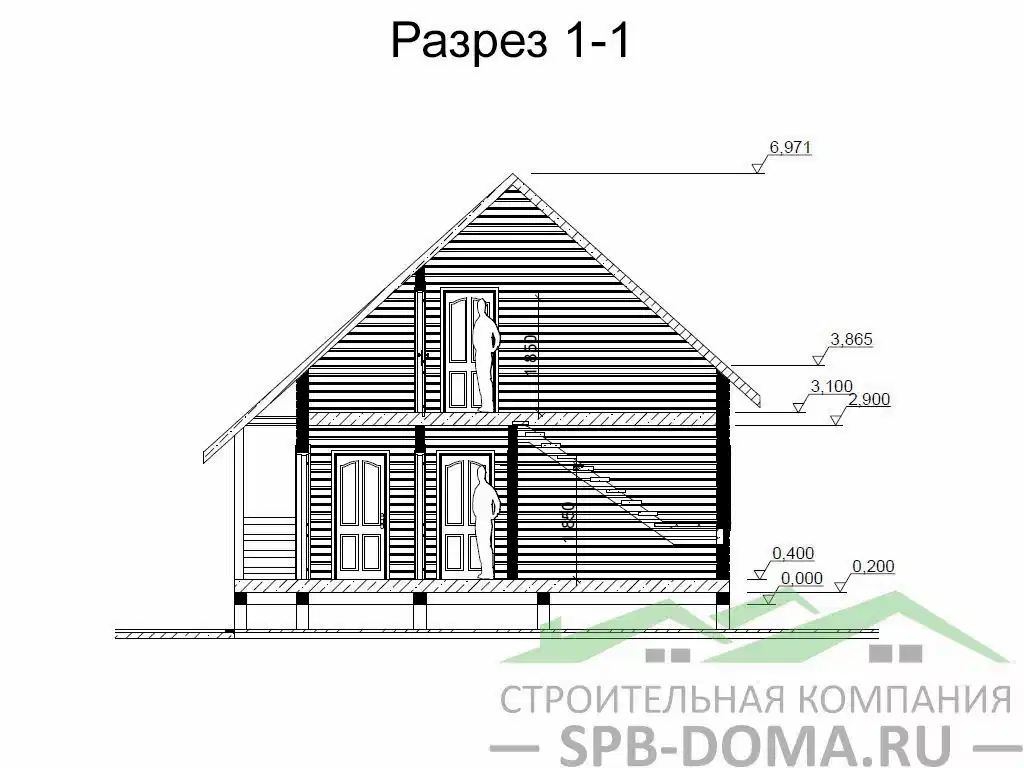 Сруб дома из профилированного бруса 7х10 м «Мичуринское»