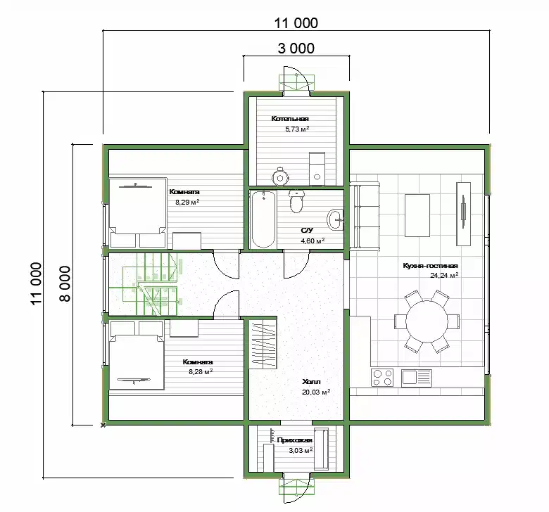 Каркасный дом 11х11 м «Фрейм 2» Каркасный дом 11х11 м «Фрейм 2»